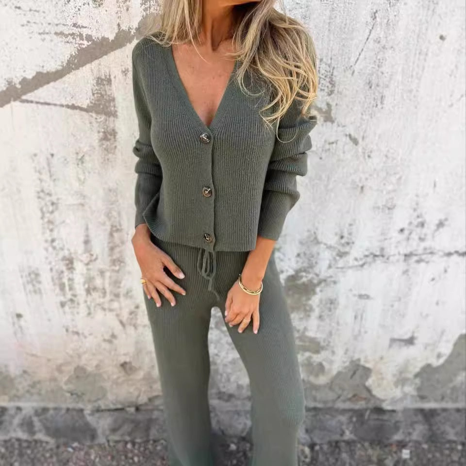 MODEGEIST Damen 2-teiliges Cardigan Set Langarm Offene Front Matching