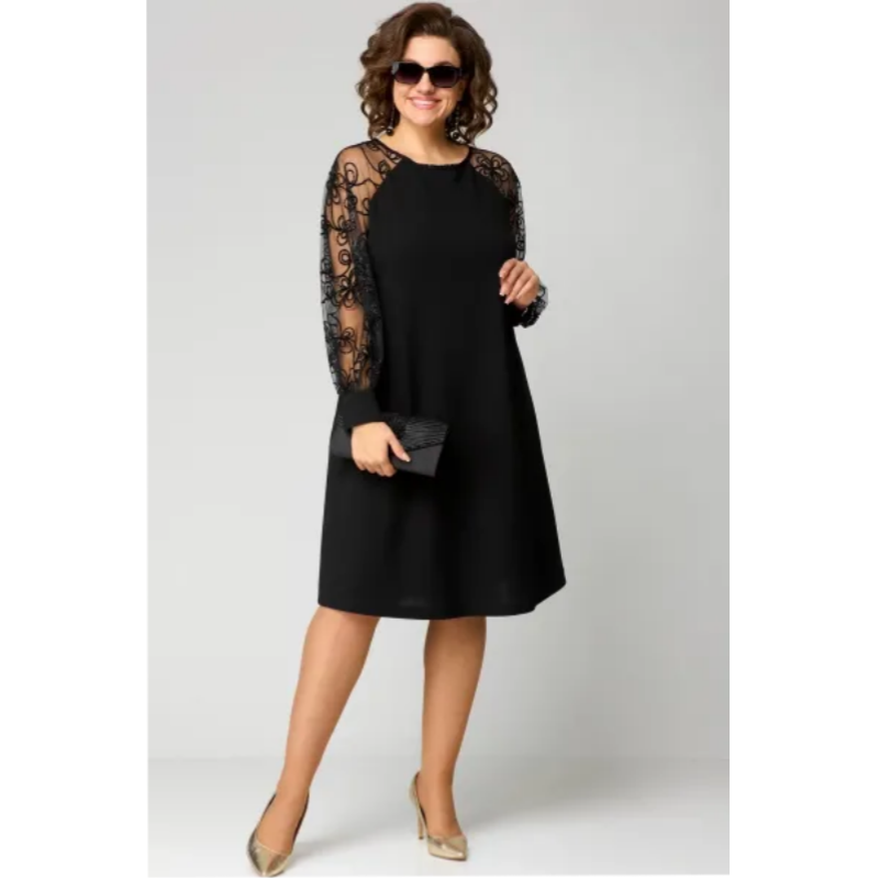 MODEGEIST Damen Spitzenkleid Langarm Elegantes Design Klassischer Stil