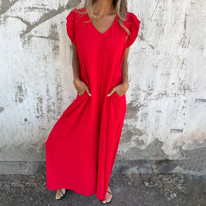MARINA-Jumpsuit mit V-Ausschnitt