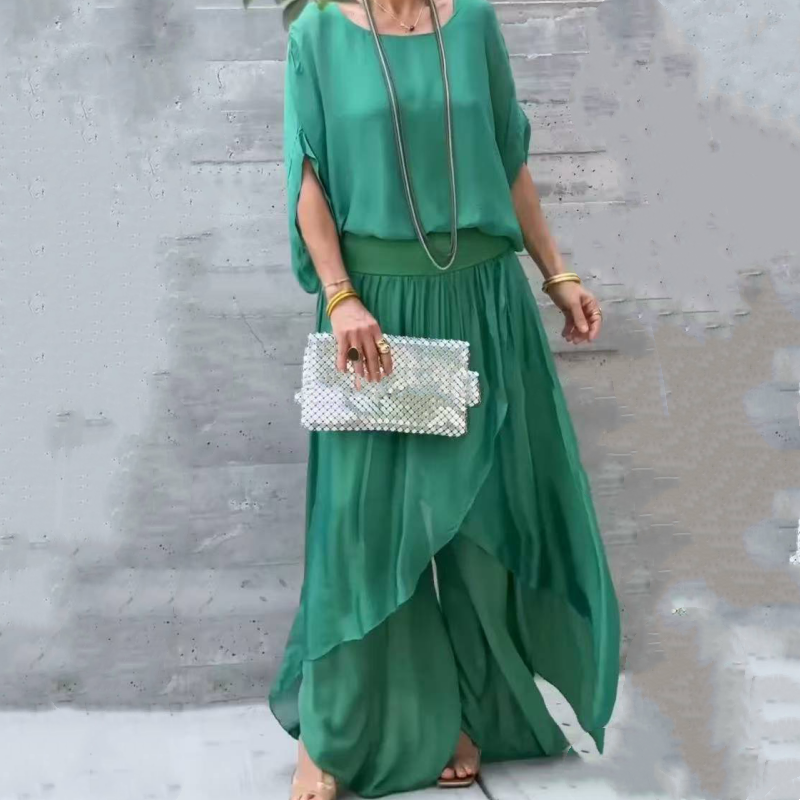 NADIRA:  Set mit asymmetrischer Bluse und Hose