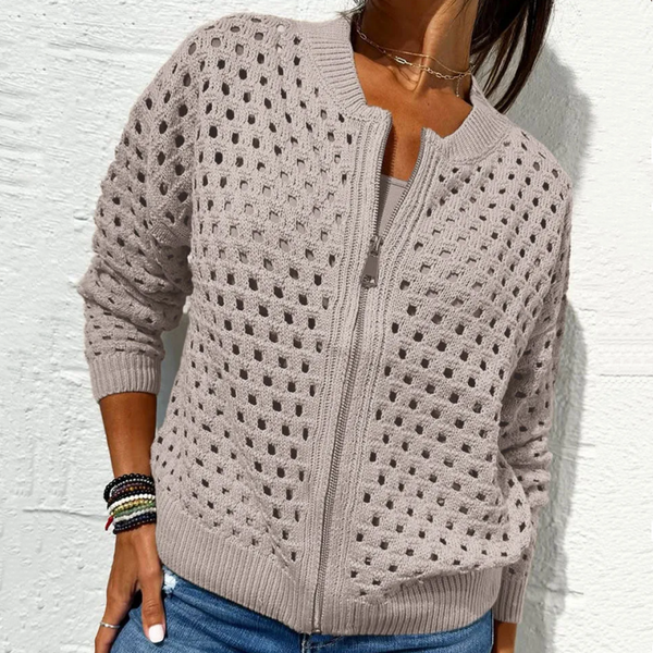 Gestrickte Jacke ELINA mit Reißverschluss