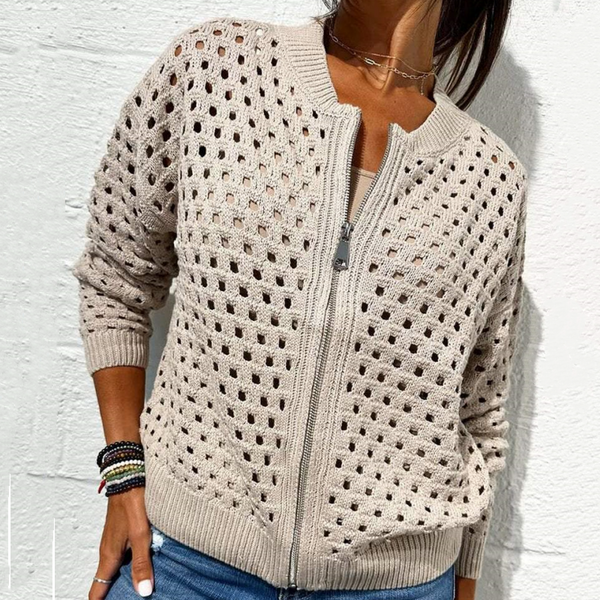Gestrickte Jacke ELINA mit Reißverschluss