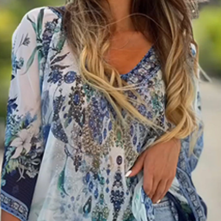 PINAR -  Asymmetrisches Kleid mit V-Ausschnitt