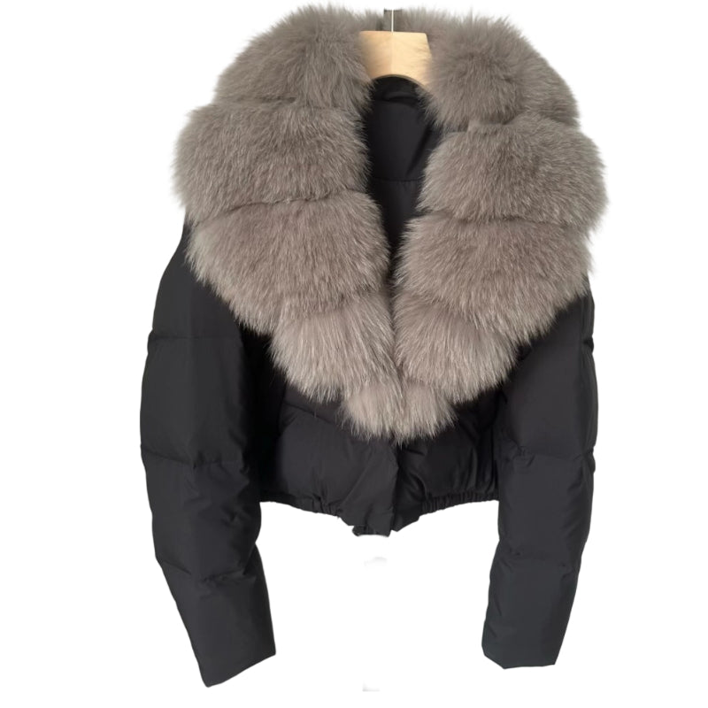 ModeGeist | Kurze Jacke mit Kunstfellkragen