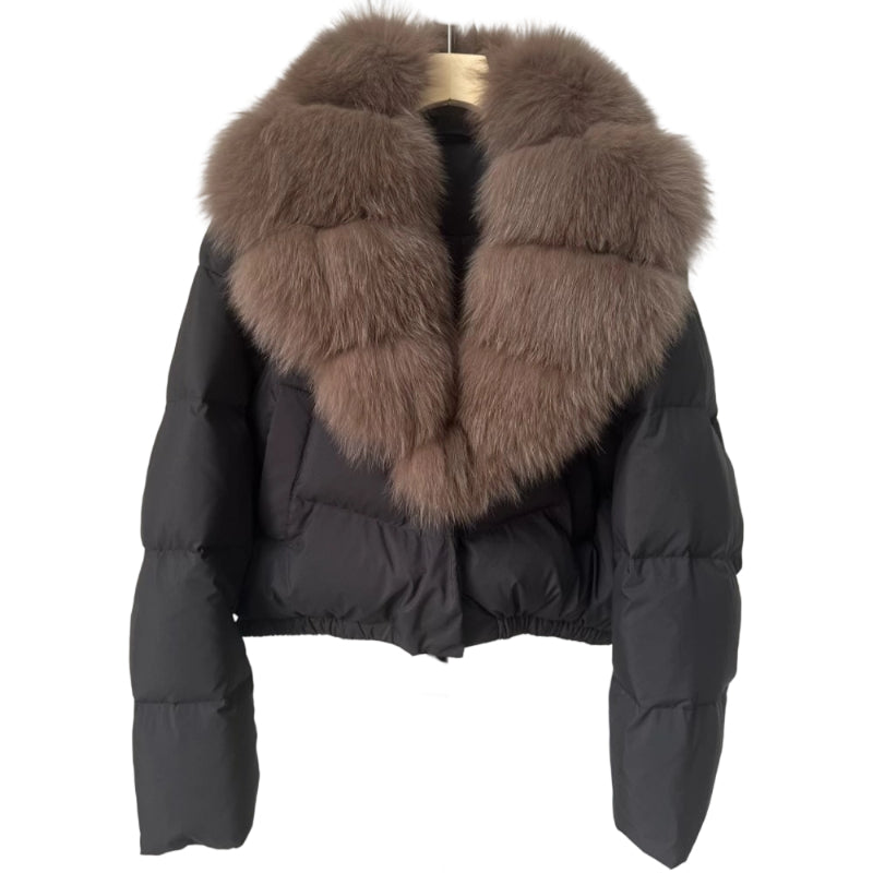 ModeGeist | Kurze Jacke mit Kunstfellkragen