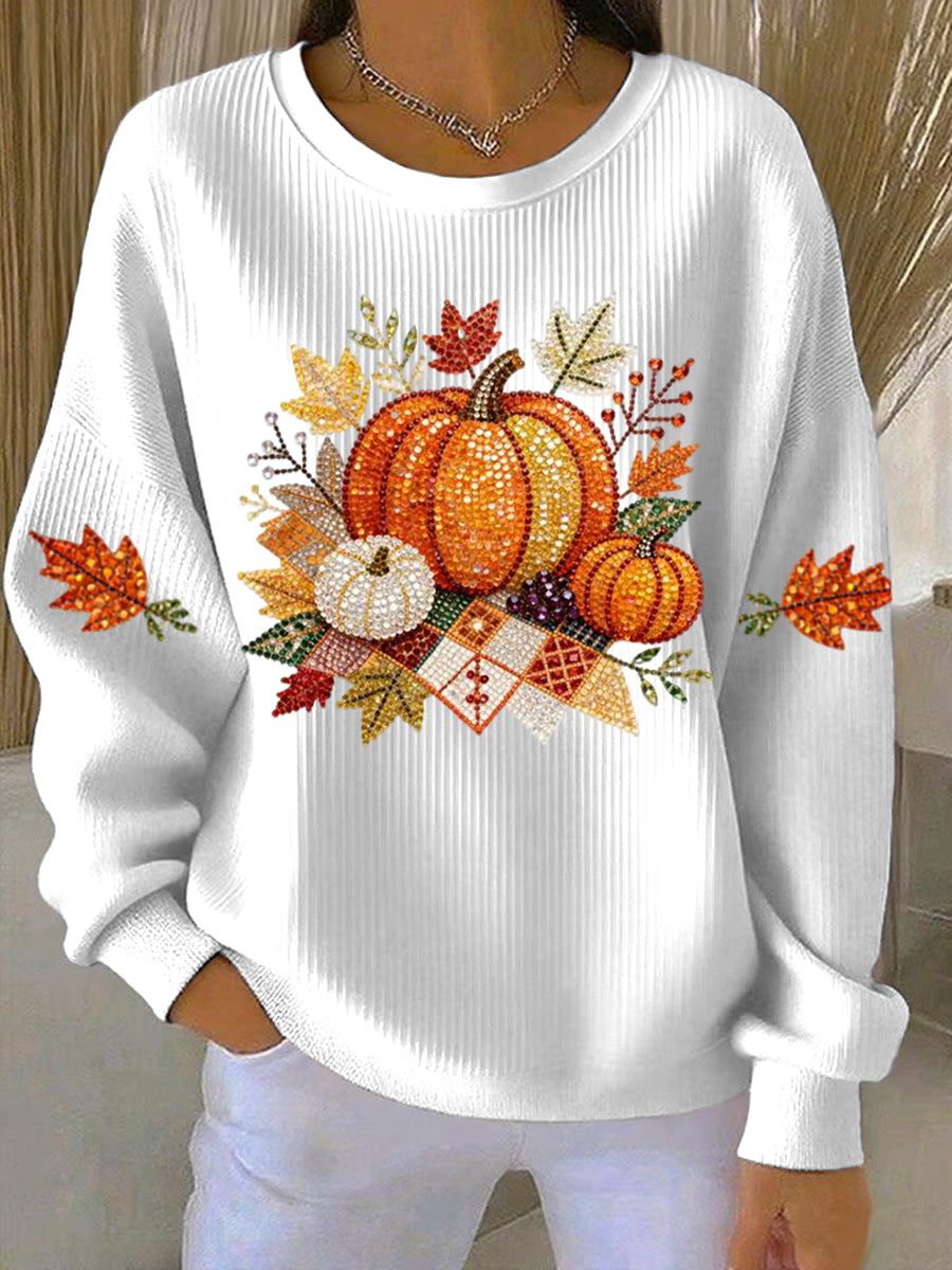 MODEGEIST Damen Sweatshirt Herbst-Motiv Baumwolle Entspannte Passform