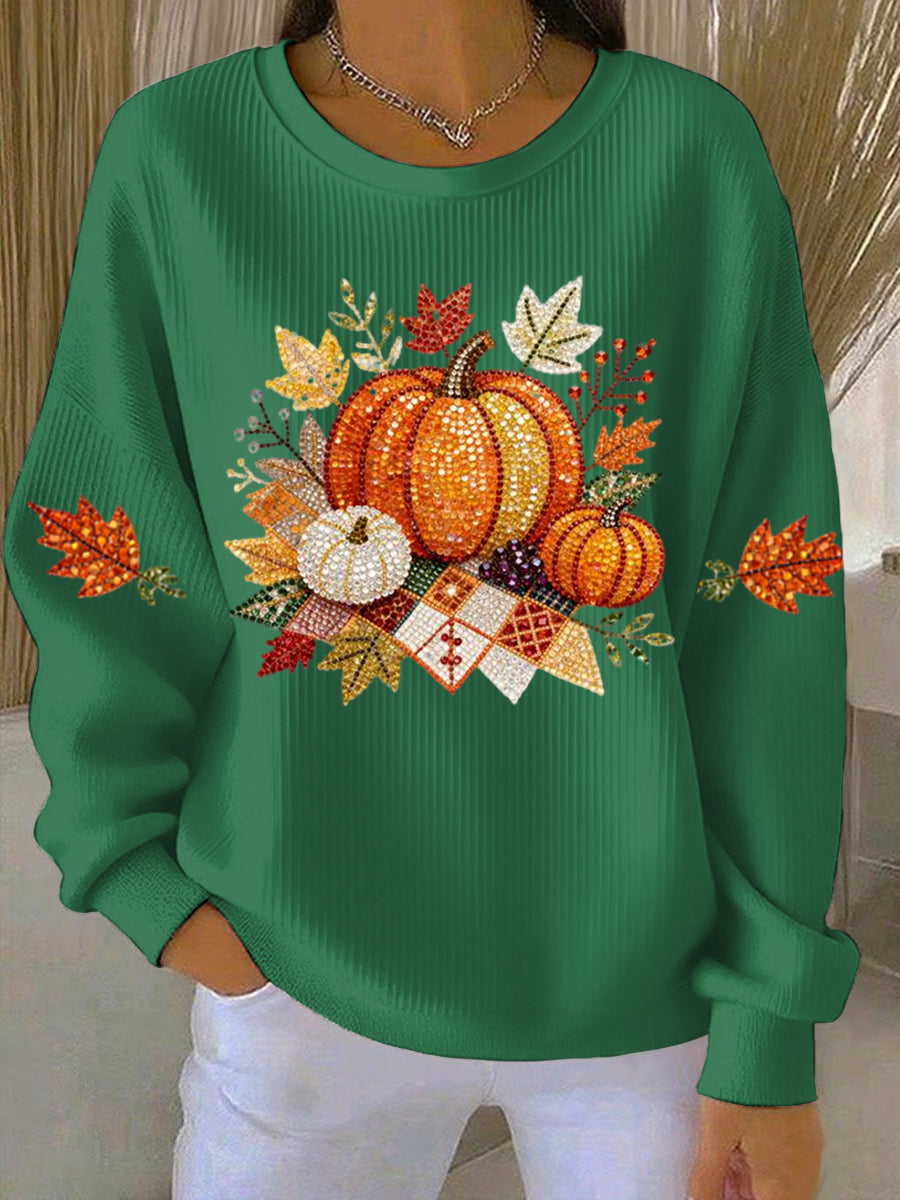 MODEGEIST Damen Sweatshirt Herbst-Motiv Baumwolle Entspannte Passform