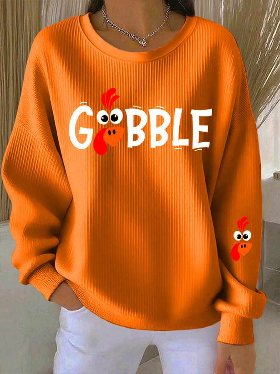 MODEGEIST Damen Sweatshirt Thanksgiving Motiv Herbst Braun