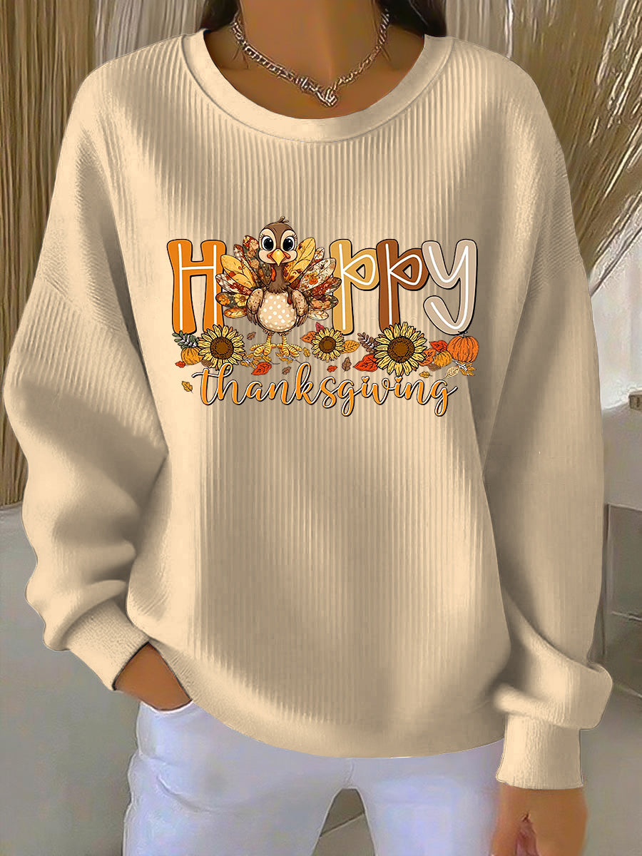 MODEGEIST Damen Grafik-Pullover Thanksgiving-Design Gemütlich