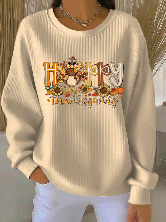 MODEGEIST Damen Grafik-Pullover Thanksgiving-Design Gemütlich