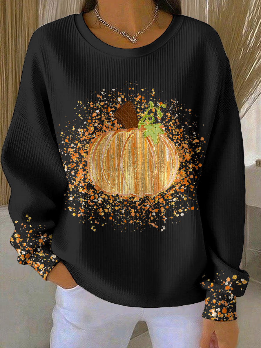 MODEGEIST Damen Sweatshirt Kürbis-Motiv Orange Herbst