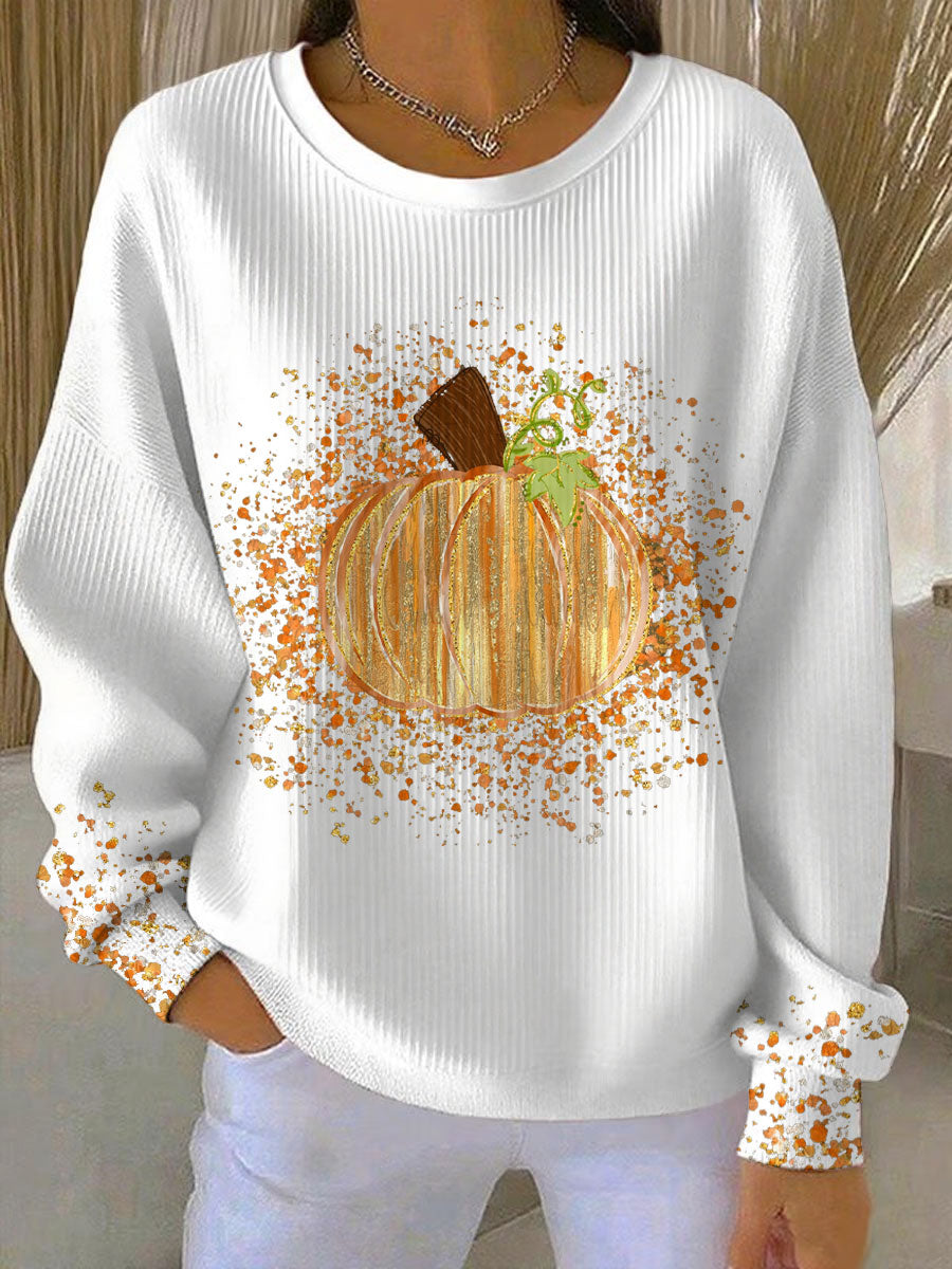 MODEGEIST Damen Grafik-Sweatshirt Kürbis-Design Herbst Entspannte Passform