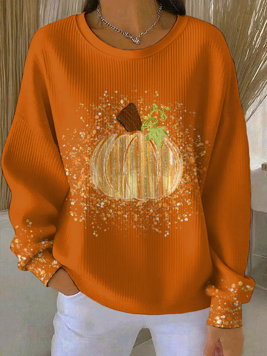 MODEGEIST Damen Grafik-Sweatshirt Kürbis-Design Herbst Entspannte Passform