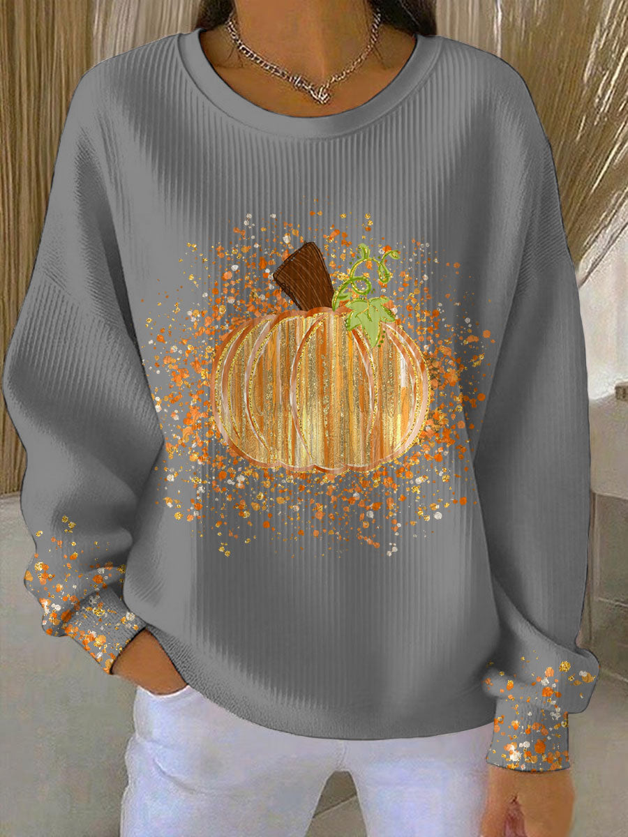 MODEGEIST Damen Grafik-Sweatshirt Kürbis-Design Herbst Entspannte Passform