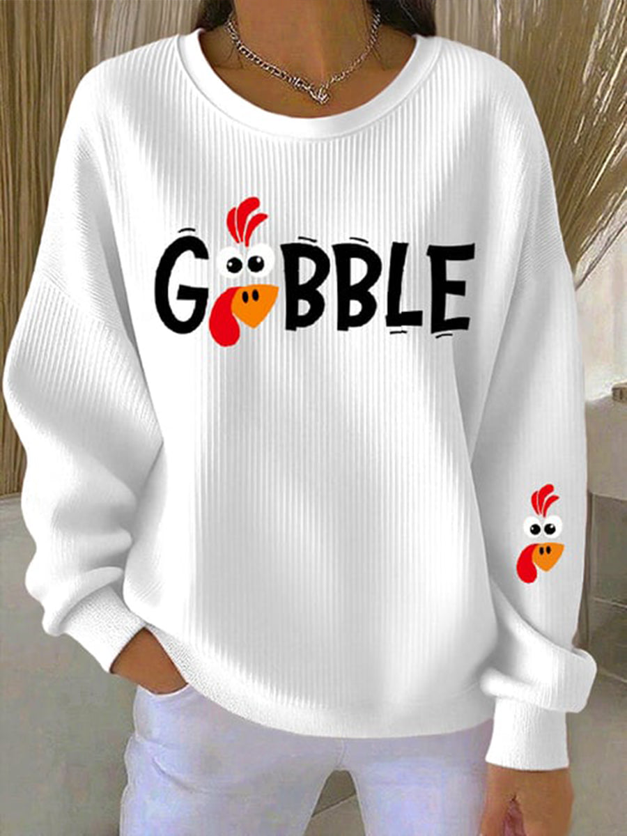 MODEGEIST Damen Sweatshirt Herbst Thanksgiving Motiv Baumwolle
