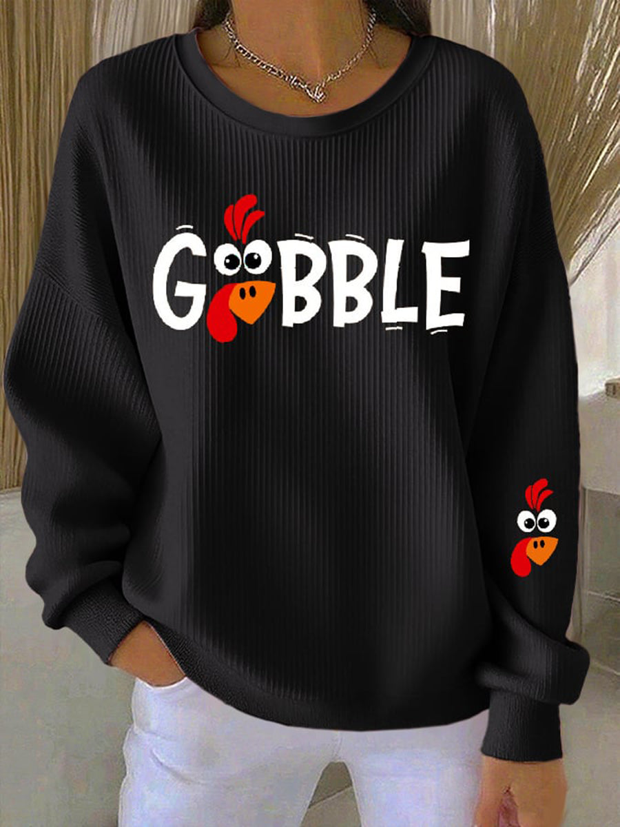 MODEGEIST Damen Sweatshirt Herbst Thanksgiving Motiv Baumwolle