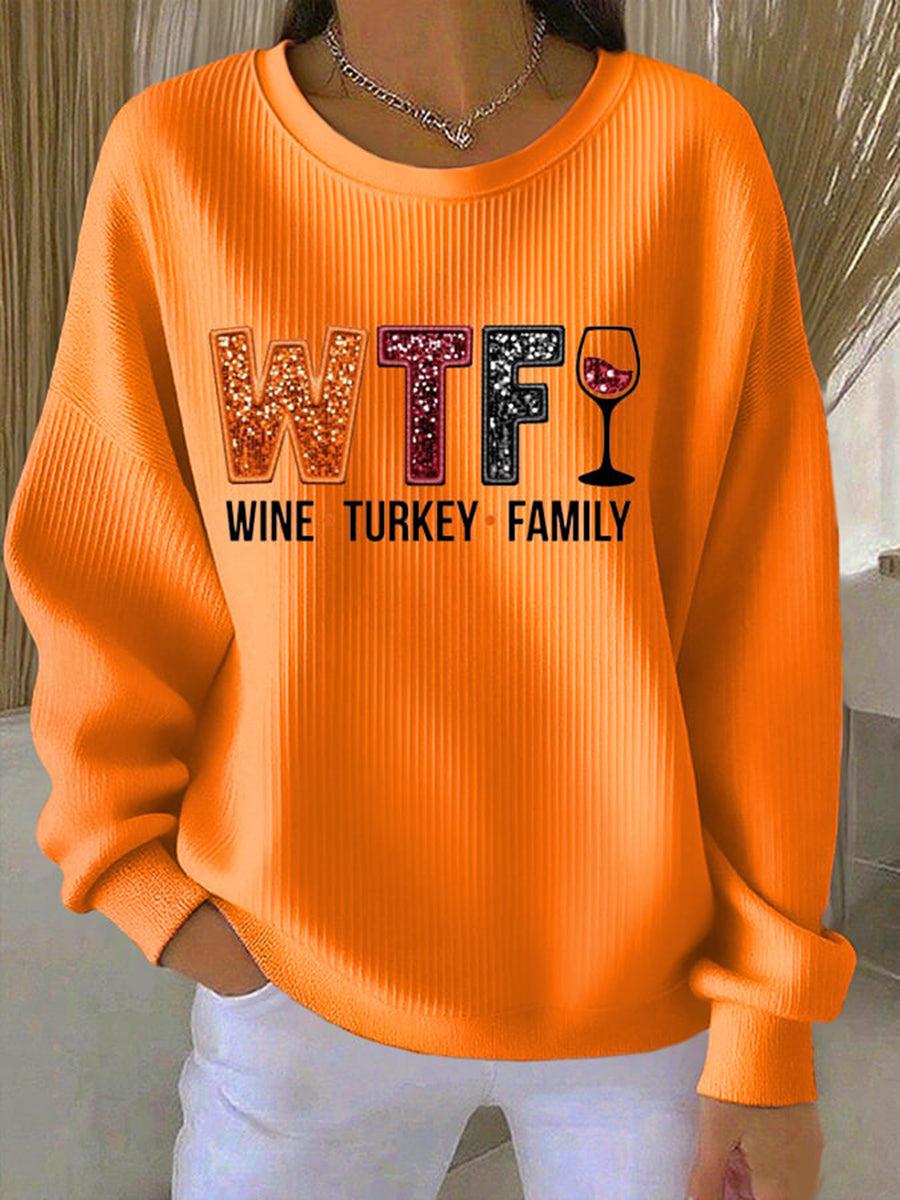 MODEGEIST Damen Sweatshirt Thanksgiving Festlich Orange Baumwolle