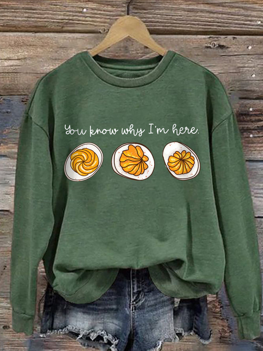 MODEGEIST Damen Sweatshirt Oversize Thanksgiving Print Baumwolle
