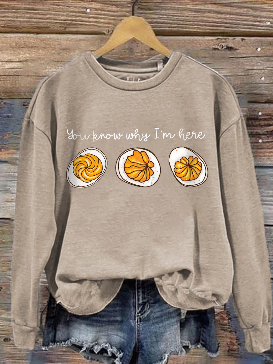 MODEGEIST Damen Sweatshirt Oversize Thanksgiving Print Baumwolle