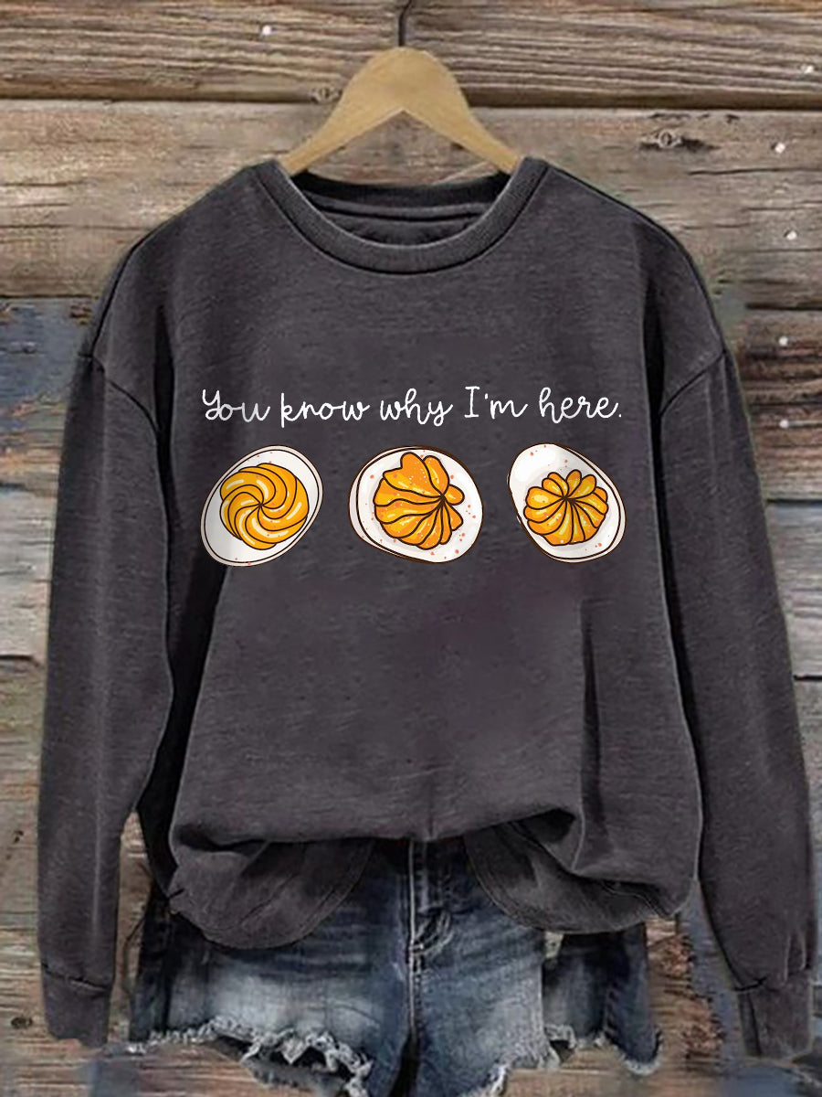 MODEGEIST Damen Sweatshirt Oversize Thanksgiving Print Baumwolle