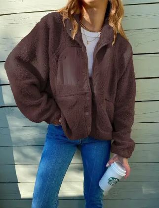 ModeGeist | Winter Fleecejacke mit Knopfverschluss