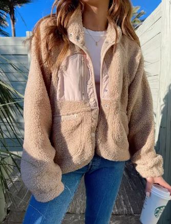 ModeGeist | Winter Fleecejacke mit Knopfverschluss
