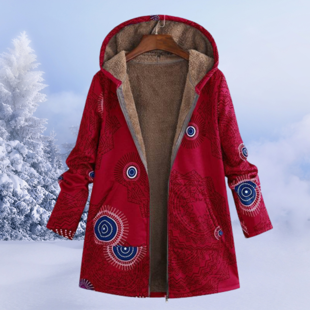 Winterjacke Leona mit Blumenmuster und Kapuze