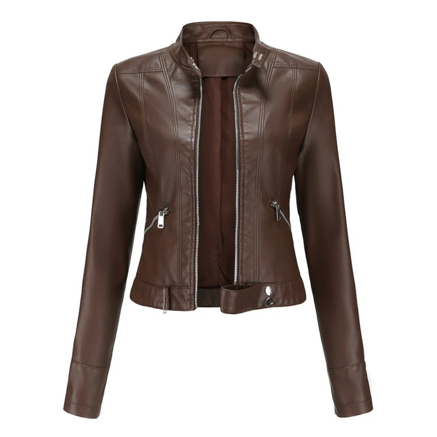 ModeGeist | Kurze Bikerjacke für Frauen - Langarm