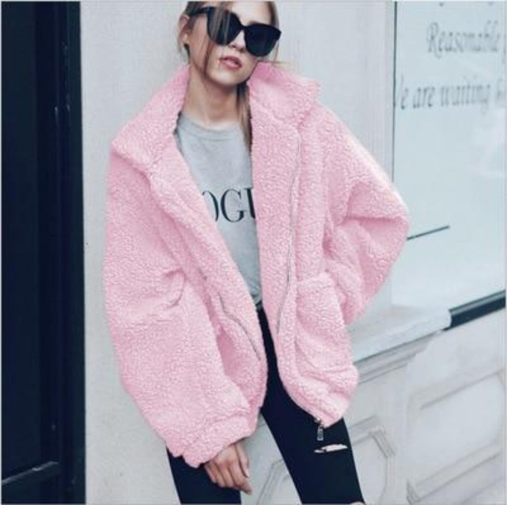 ModeGeist | Teddy Mantel - Oversized Fit - Weiches Fleece - Reißverschluss - Lässiger Look