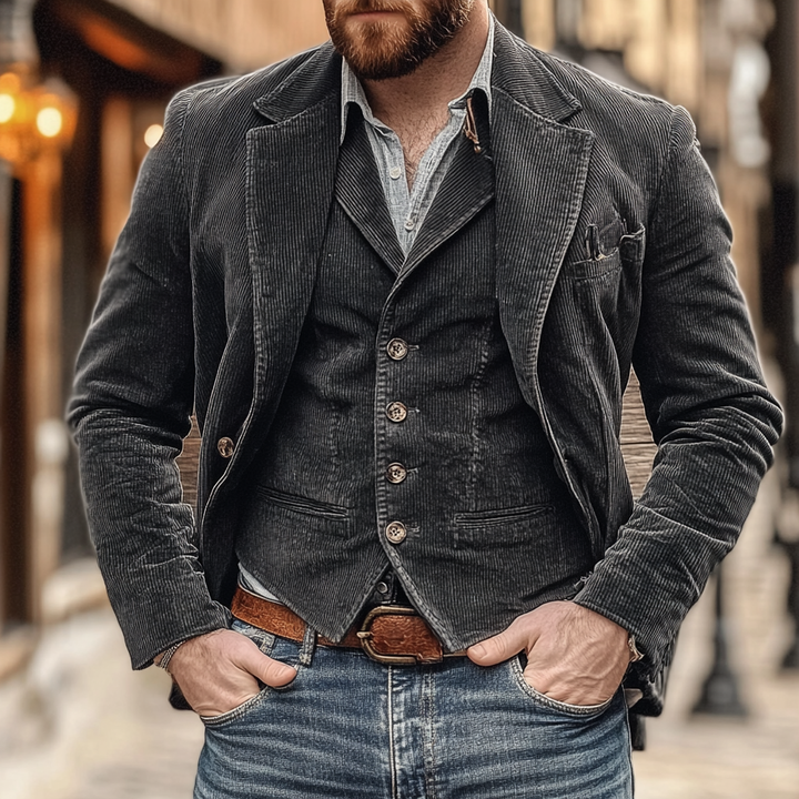 MORITZ Herren Vintage Weste und Blazer Kombination