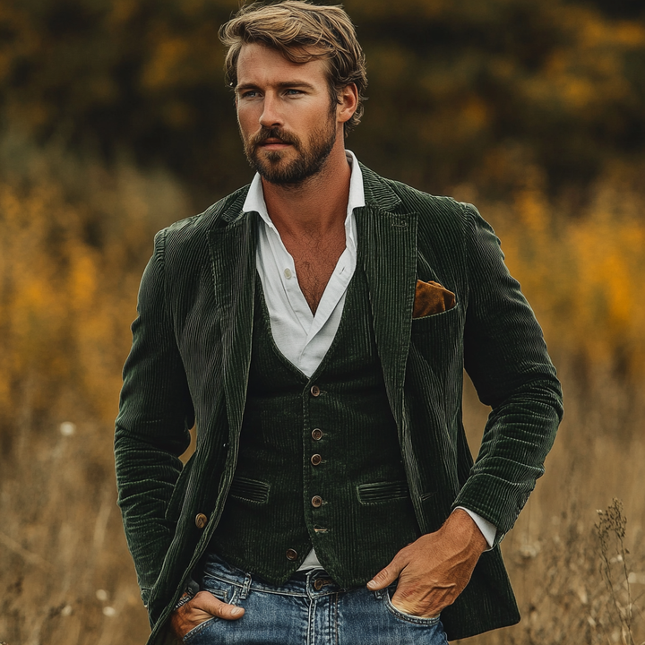 MORITZ Herren Vintage Weste und Blazer Kombination