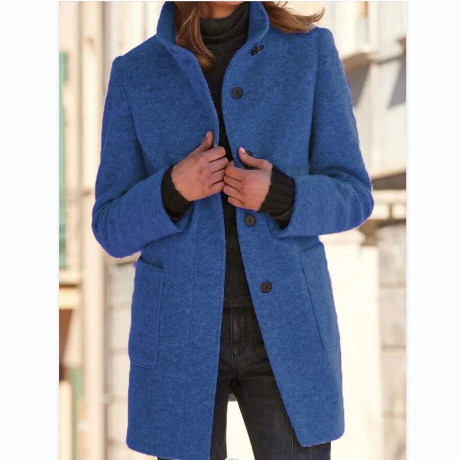 ModeGeist | Wollmantel mit Knopfverschluss für Damen
