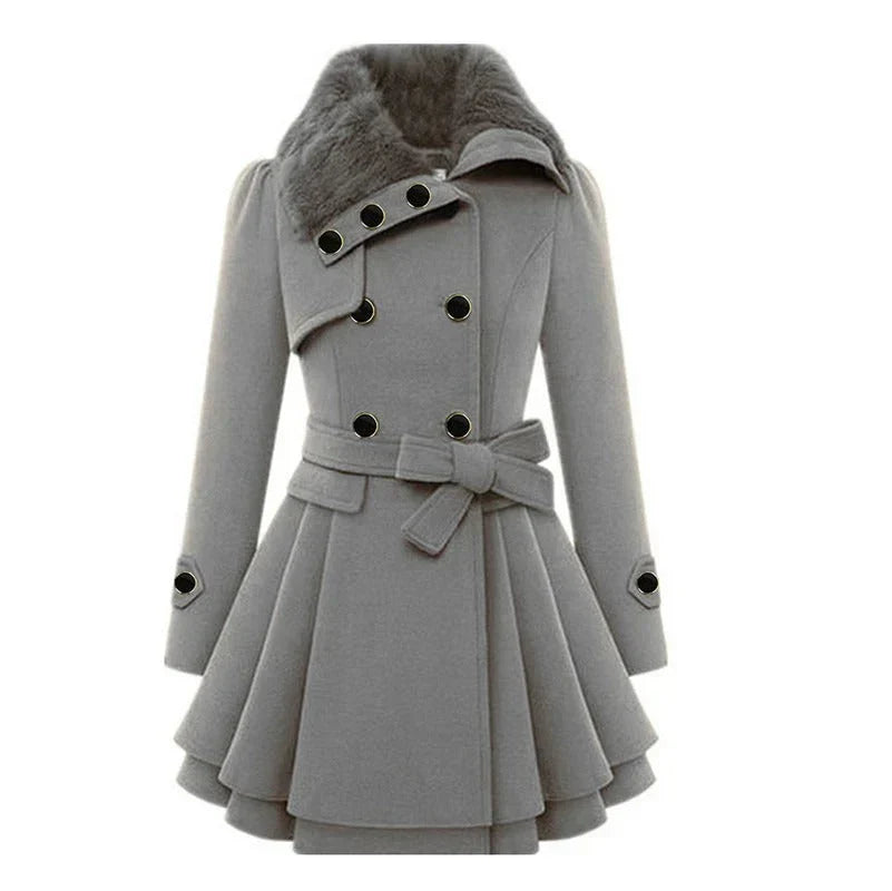 ModeGeist | Elegante Damen Wolljacke mit Doppelknöpfen