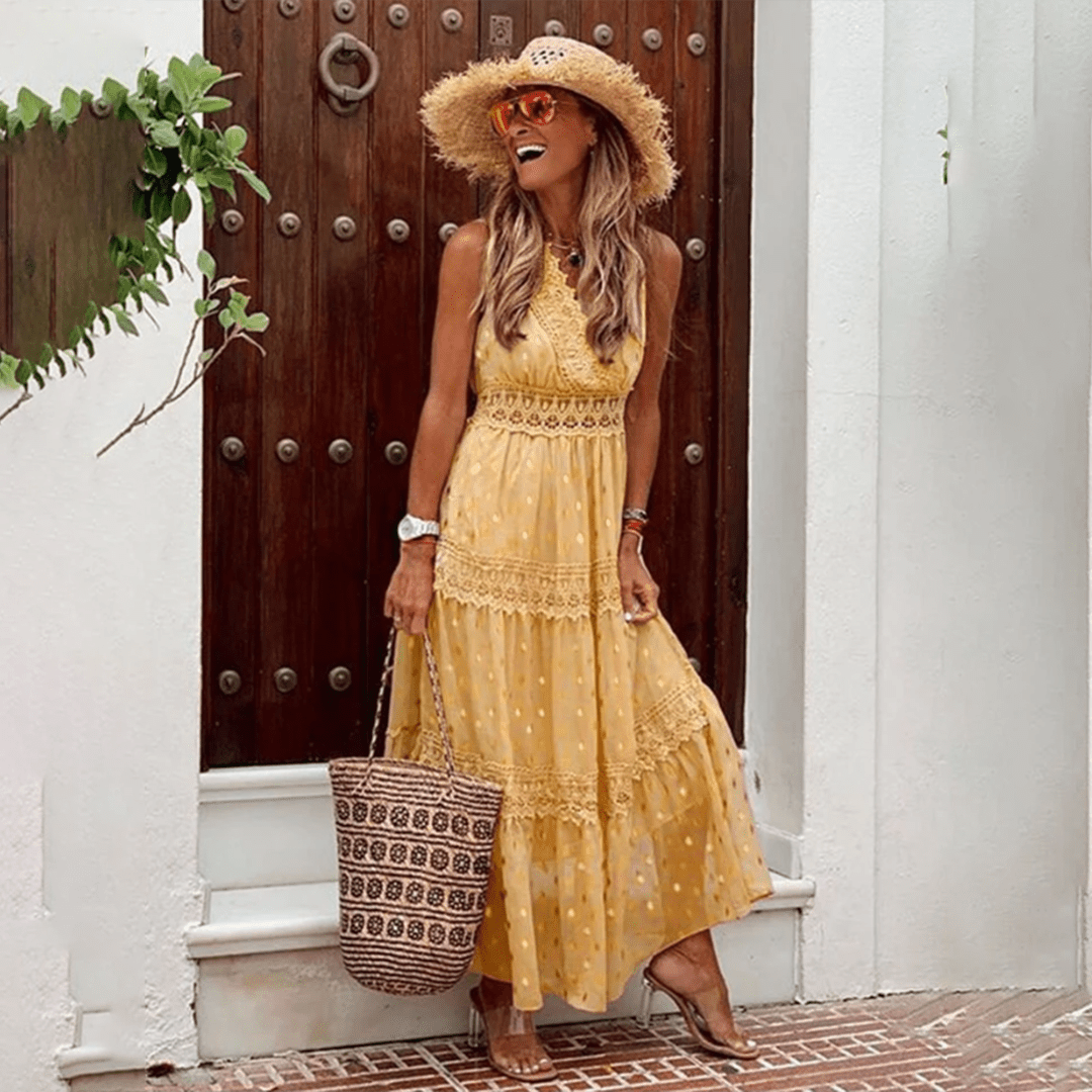 Langes, bequemes Boho-Sommerkleid Trudlinde