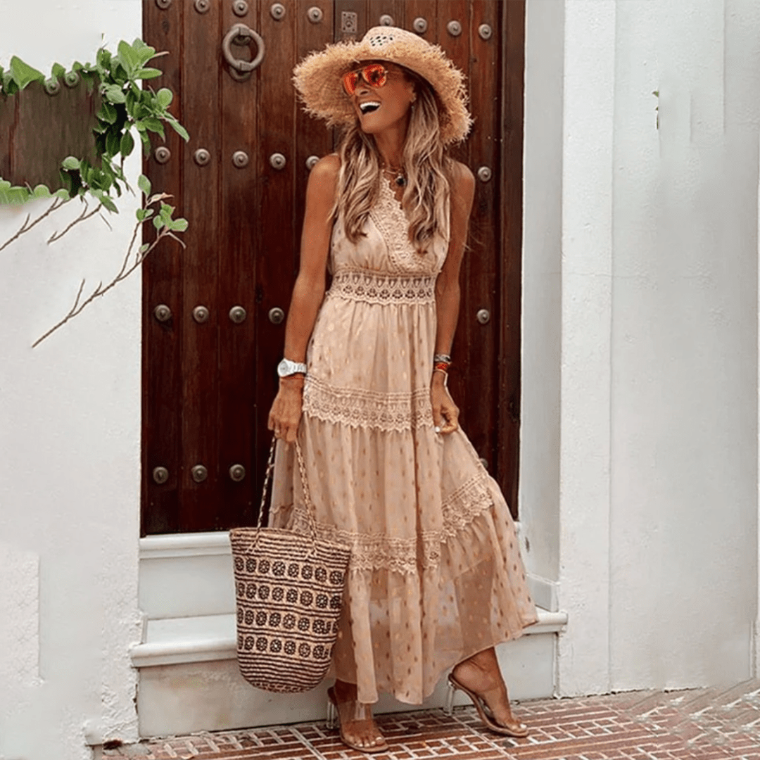 Langes, bequemes Boho-Sommerkleid Trudlinde