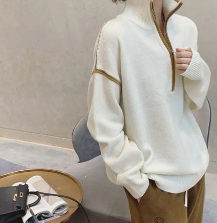 ModeGeist | Stehkragenpullover mit Reißverschluss