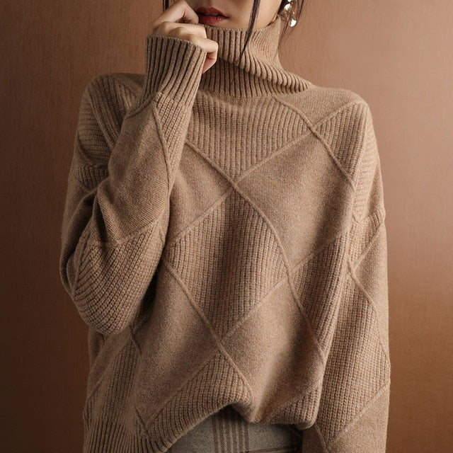 ModeGeist | Sweater - Geometrisches Muster Rollkragenpullover