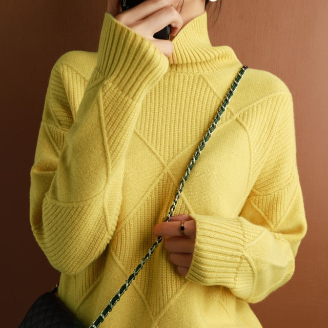 ModeGeist | Sweater - Geometrisches Muster Rollkragenpullover