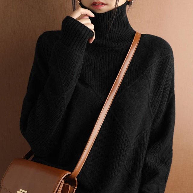 ModeGeist | Sweater - Geometrisches Muster Rollkragenpullover
