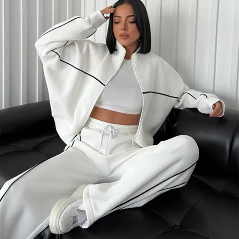 ModeGeist | Damen Strickpullover und Hose Zweiteiliges Satz