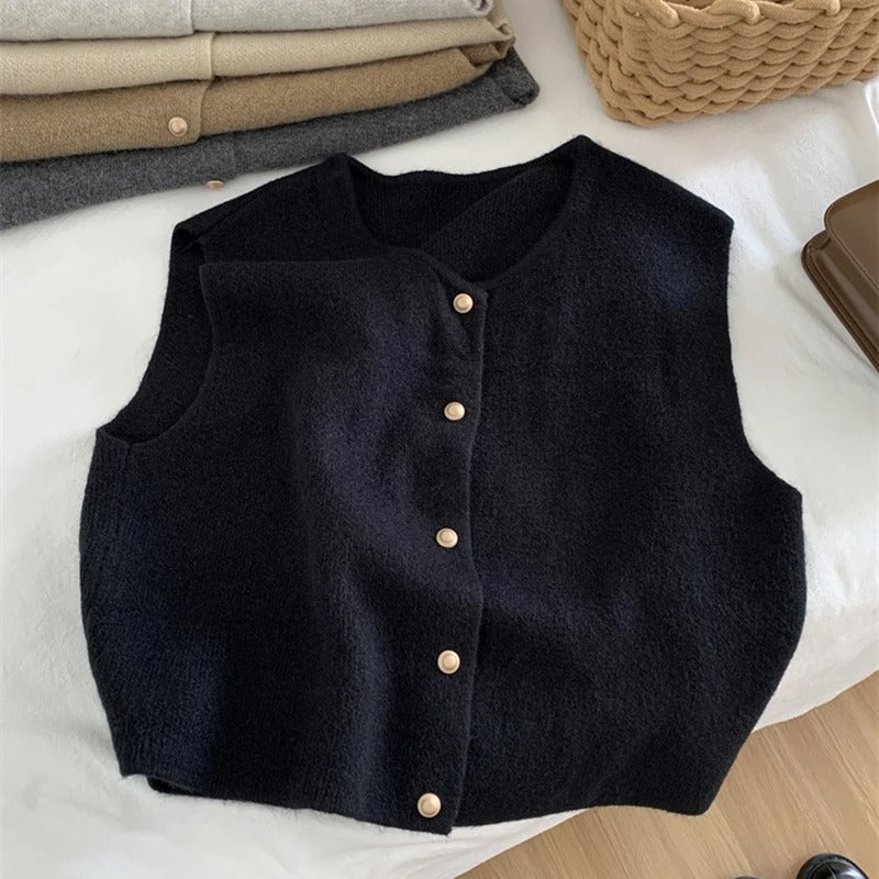 ModeGeist | Eleganter Ärmelloser Strickcardigan