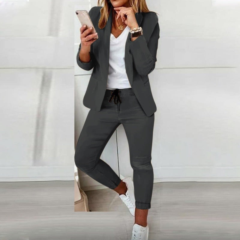 ModeGeist | Anzug - Eleganter Blazer mit Ein-Knopf - Jogginghose mit Elastischem Bund