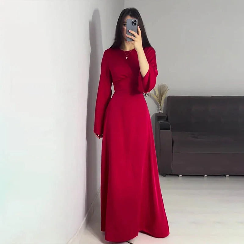 ModeGeist | Schickes Damen Maxikleid mit Langen Ärmeln und Tailliertem Schnitt