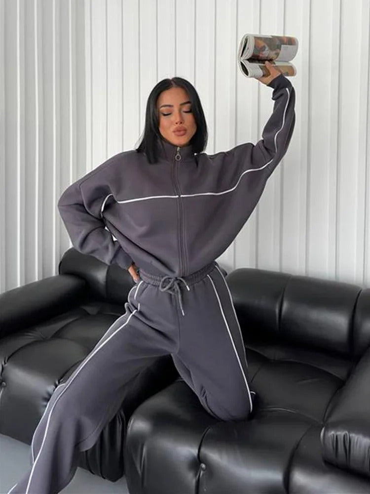 ModeGeist | Damen Strickpullover und Hose Zweiteiliges Satz