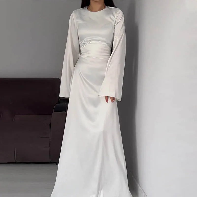 ModeGeist | Schickes Damen Maxikleid mit Langen Ärmeln und Tailliertem Schnitt