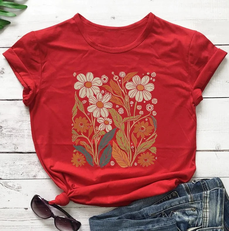 Arabella Damen Vintage Bluse mit Wildblumenmuster