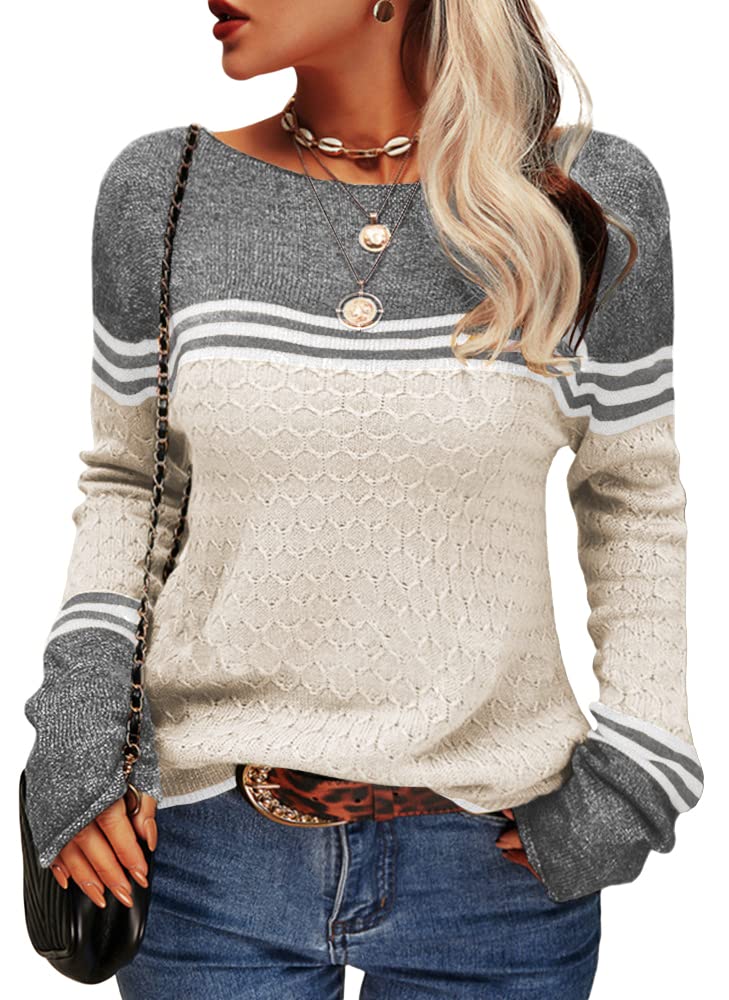 Cooler gestreifter Damen-Strickpullover
