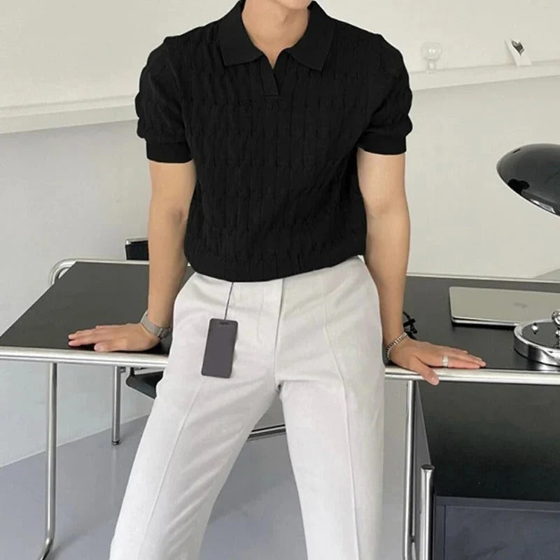 Leon Herren Poloshirt aus Jacquard-Strick Casual