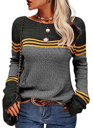 Cooler gestreifter Damen-Strickpullover