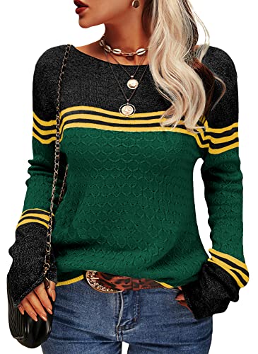 Cooler gestreifter Damen-Strickpullover